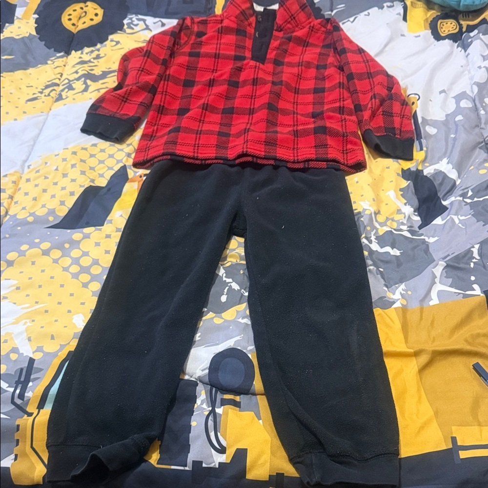 Carter's Red Plaid Top and Black Pants Set